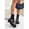 Lakuoti batai su kojinėmis ir sagtimi, juodi MR880-076 | Auliniai batai moterims | jai24.lt