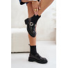 Lakuoti batai su kojinėmis ir sagtimi, juodi MR880-076 | Auliniai batai moterims | jai24.lt