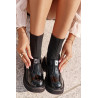 Lakuoti batai su kojinėmis ir sagtimi, juodi MR880-076 | Auliniai batai moterims | jai24.lt