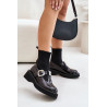 Lakuoti batai su kojinėmis ir sagtimi, juodi MR880-076 | Auliniai batai moterims | jai24.lt