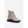Lakuoti pleištiniai kulkšnies batai, izoliuoti D&A MR880-136 šviesiai pilka | Auliniai batai moterims | jai24.lt