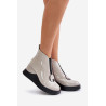 Lakuoti pleištiniai kulkšnies batai, izoliuoti D&A MR880-136 šviesiai pilka | Auliniai batai moterims | jai24.lt