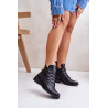 Žemai izoliuoti kulkšnies batai su užtrauktuku ir dekoracija juoda Nevalia | Auliniai batai moterims | jai24.lt