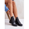 Žemai izoliuoti kulkšnies batai su užtrauktuku ir dekoracija juoda Nevalia | Auliniai batai moterims | jai24.lt