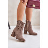 Zomšiniai ažūriniai kulkšnies batai ant kulno smėlio spalvos Lewski 3629 | Auliniai batai moterims | jai24.lt
