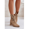 Zomšiniai ažūriniai kulkšnies batai ant kulno smėlio spalvos Lewski 3629 | Auliniai batai moterims | jai24.lt