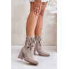 Zomšiniai ažūriniai kulkšnies batai ant kulno smėlio spalvos Lewski 3629 | Auliniai batai moterims | jai24.lt