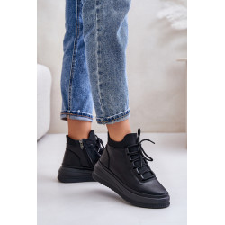 Lengvi odiniai sportiniai batai ant platformos Artiker 55C1041 juodi 199978