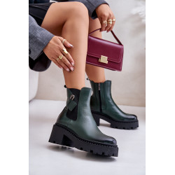 Zazoo 60490 odiniai izoliuoti batai su dekoracija tamsiai žalia 199989