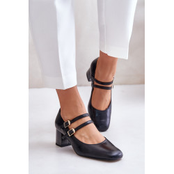 Odiniai kulniukai su petnešėlėmis ant bloko Juoda Laura Messi 2857 199995