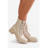 Lakuoti darbiniai kulkšnies batai su užtrauktuku, izoliuoti smėlio spalvos Ravanthia | Auliniai batai moterims | jai24.lt