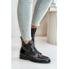 Lakuoti kulkšnies batai su užtrauktuku izoliuotu plokščiu kulnu S.Barski HY42-717 juodi | Auliniai batai moterims | jai24.lt