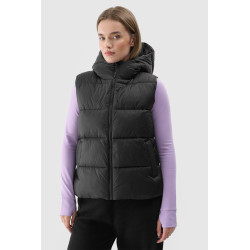 Moteriška pūkinė liemenė su gobtuvu 4F juoda 4FWAW24TVJAF141-20S 200018