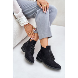 Šilti žemi batai su puošmena ant užtrauktuko juodi S.Barski HY42-715 200072