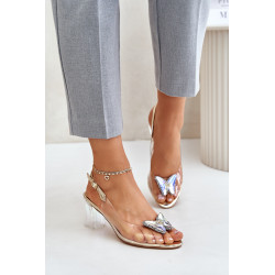 Permatomi sandalai su drugeliu ant kulno D&A MR42-326 auksiniai 200074