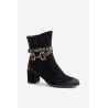 Moteriški Suede Batai Su Kulnu Ir Dekoratyvine Juosta Maciejka Juodi 06679-01 | Auliniai batai moterims | jai24.lt