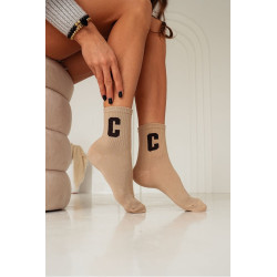 Moteriškos Medvilninės Kojinės Su Raide C Bežinės 200181