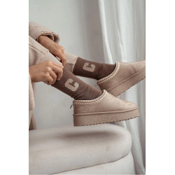 Moteriškos frotinės kojinės su raide C rudos 200194