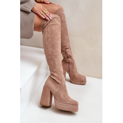 Knee High Batai Su Kulnu Ir Platforma Bežiniai Nadelian 200208