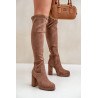 Knee High Platformos Auliniai Batai Su Kulnais Ekologinė Suede Tamsiai Smėlio Zistaria | Ilgaauliai batai | jai24.lt