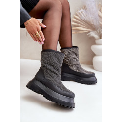 Papuošti Sniego Batai Ant Platformos Ir Žemo Kulno Juodi Avivina 200217