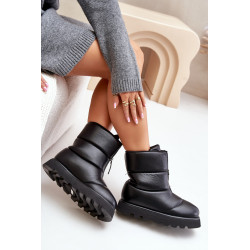 Sniego batai ant platformos su užtrauktuku iš eko odos juodi Resisia 200218