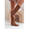 Zazoo 3669 Suede Cowboy Batai Moterims Iki Pusės Blauzdų Rudi | Ilgaauliai batai | jai24.lt