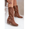 Zazoo 3669 Suede Cowboy Batai Moterims Iki Pusės Blauzdų Rudi | Ilgaauliai batai | jai24.lt
