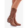 Zazoo 3669 Suede Cowboy Batai Moterims Iki Pusės Blauzdų Rudi | Ilgaauliai batai | jai24.lt