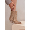 Suede Cowboy Batai Su Kulnu Ir Apvyniotais Šlaunies Bežiniai Zazoo 3488 | Auliniai batai moterims | jai24.lt