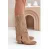 Suede Batai Iki Pusės Blauzdos Su Apverstu Švarku Ant Kulno Beigių Zazoo 3487 | Ilgaauliai batai | jai24.lt