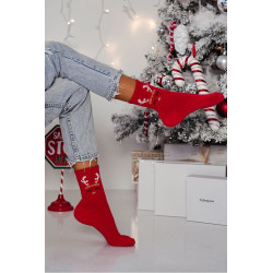 Moteriškos Kalėdinės Kojinės Elnias Raudonas 200248