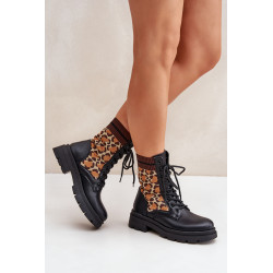Moteriški Darbo Batai Su Kojinėmis Leopardo Raštu Juodi Penthis 200290
