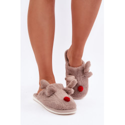 Moteriški Fleece Šlepetės Su Elnio Motyvu Koralo Sennalith 200295