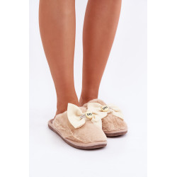 Moteriški Šlepetės Su Pūku Ir Kaspinu Béžinės Olfedi 200298