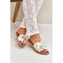 Šlepetės Su Dekoru Natūrali Oda Zazoo 3667 Nusidėvėjęs Auksas 200312