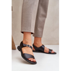 Moteriški odiniai plokšti šlepetės Zazoo 3014 juodos 200322