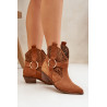 Suede cowboy auliniai batai su perforacija ant kulno 2994 Camel | Auliniai batai moterims | jai24.lt