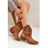 Suede cowboy auliniai batai su perforacija ant kulno 2994 Camel | Auliniai batai moterims | jai24.lt