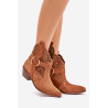 Suede cowboy auliniai batai su perforacija ant kulno 2994 Camel | Auliniai batai moterims | jai24.lt