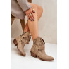 Suede cowboy auliniai batai su perforacija ant kulno 2994 Camel | Auliniai batai moterims | jai24.lt