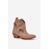 Suede cowboy auliniai batai su perforacija ant kulno 2994 Camel | Auliniai batai moterims | jai24.lt