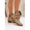 Suede cowboy auliniai batai su perforacija ant kulno 2994 Camel | Auliniai batai moterims | jai24.lt