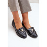 Odiniai Lakuoti Mokasinai Su Auksine Dekoracija Laura 2927 Juodi | Mokasinai moterims | jai24.lt
