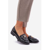 Odiniai Lakuoti Mokasinai Su Auksine Dekoracija Laura 2927 Juodi | Mokasinai moterims | jai24.lt