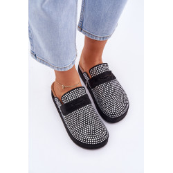 Moteriški sandalai, dekoruoti cirkoniais, juodame platformoje Deorani 200349