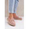 Išpjauti mokasinai su auksiniu akcentu ir jūrinio pynimo rožinės Lainer | Mokasinai moterims | jai24.lt