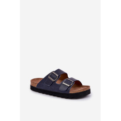 Lengvi Vyriški Šlepetės Su Sagtimis Eko Oda Big Star NN174530 Tamsiai Mėlyna 200360