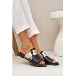 Elegantiški Šlepetės Iš Natūralios Odos Ant Lygios Pakulnės Zazoo 40423 Juodos 200369