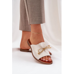 Odinės Lygios Elegantiškos Šlepetės Su Lankeliu Lewski 3572 Nusidėvėjęs Auksas 200384